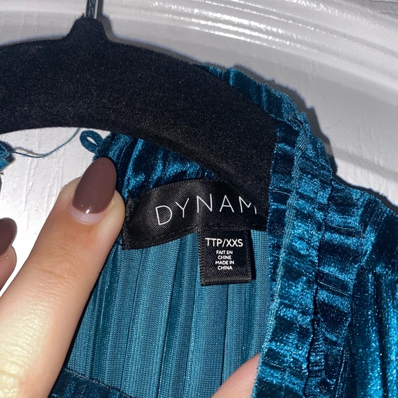 Velvet teal jumpsuit - Picture 4 of 6